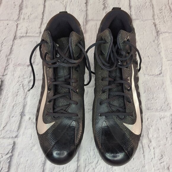Nike Alpha Menace Pro Mens Mid Football Cleats Sz 14 Black Silver 880410-010 - Picture 3 of 12
